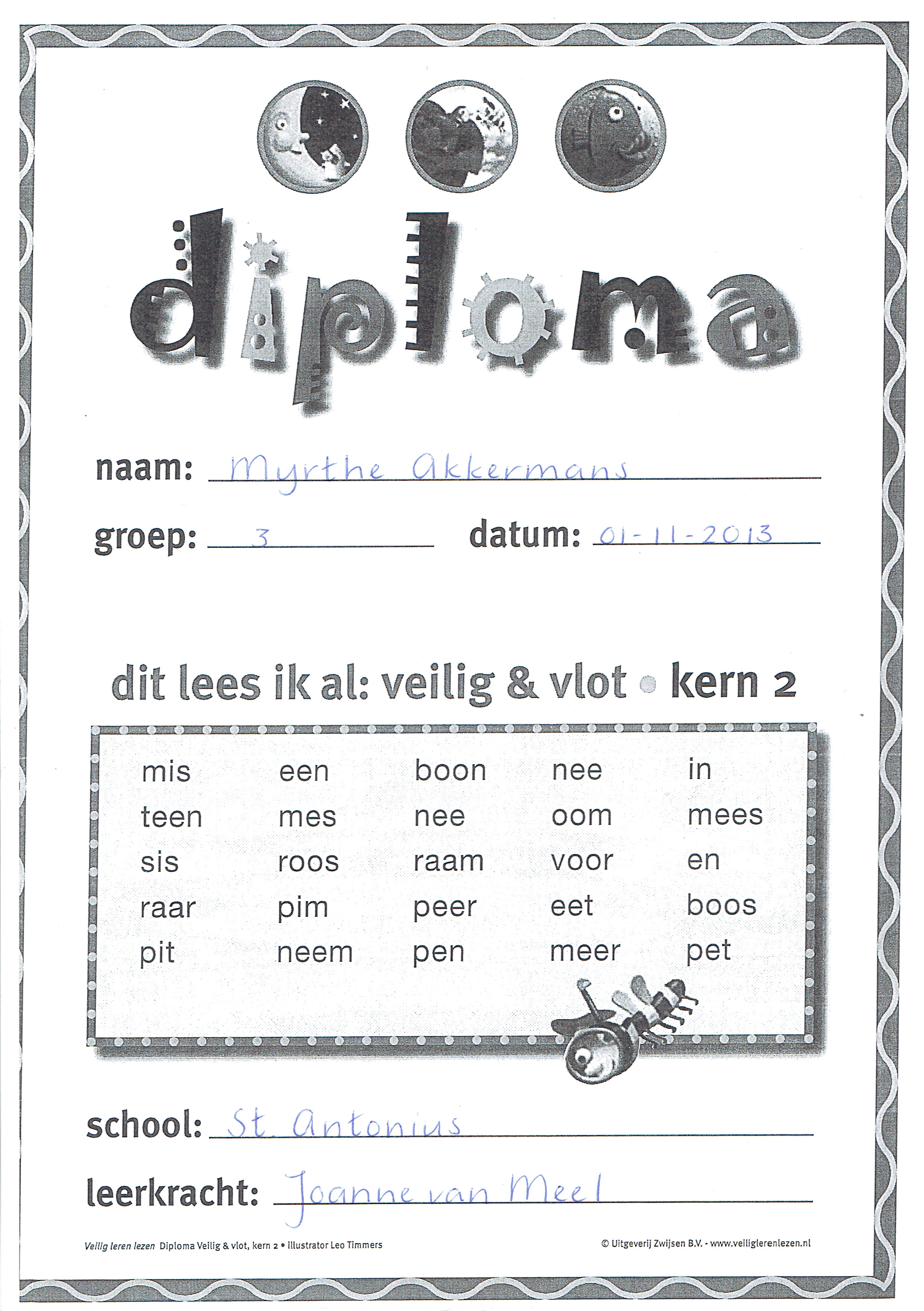 Wonderbaar 01-11-2013 Diploma Veilig & Vlot kern 2 | Myrthe's basisschoolblog VO-87